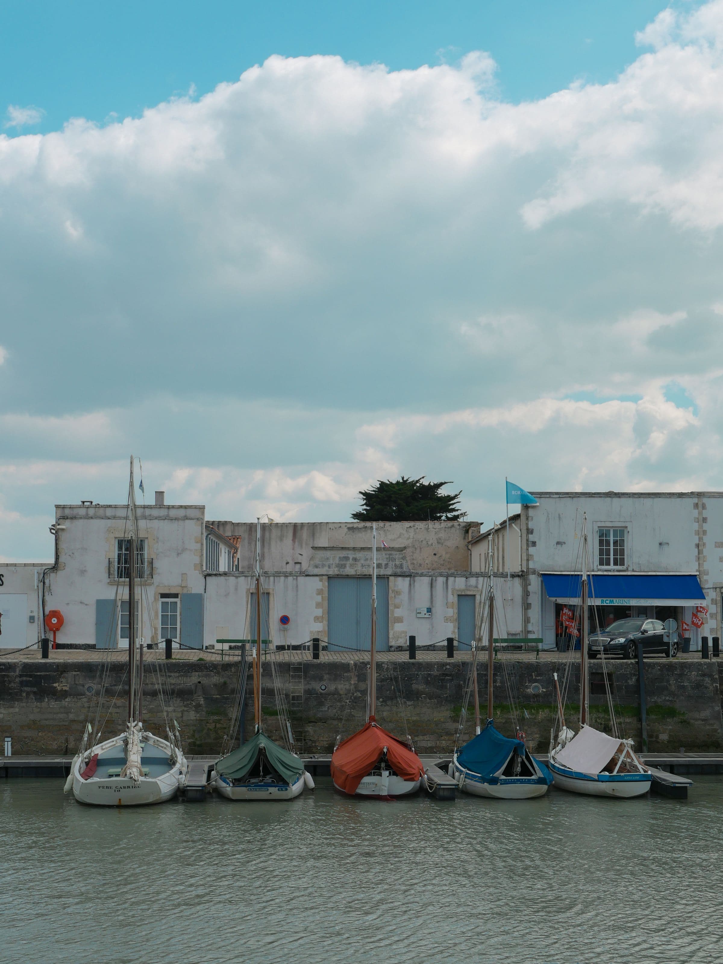 Barques de peche traditionnelles amarrees dans un port de l'Ile de Re